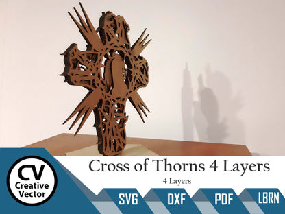 Jesus Cross of Thorns 4 Layers