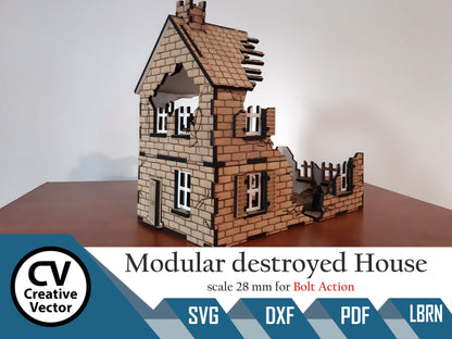 Modular destroyed house  in scale 28mm for game Bolt Action