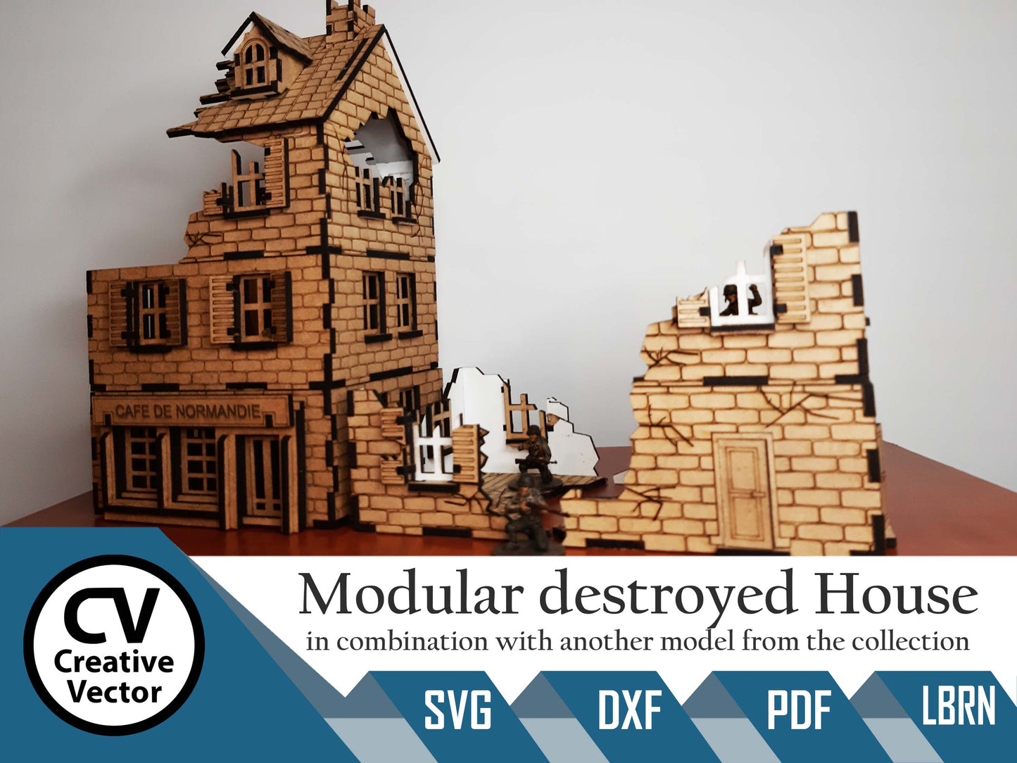 Modular destroyed house  in scale 28mm for game Bolt Action