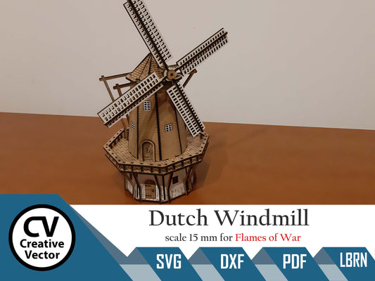 Holländische Windmühle im Maßstab 15mm (1:100 / 1:87 / H0) für das Spiel Flames of War