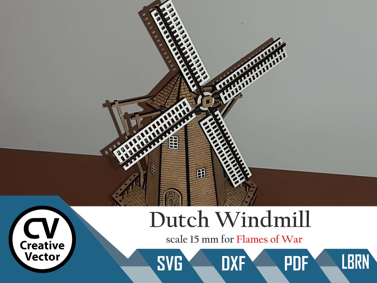 Dutch Windmill in scale 15mm (1:100 / 1:87 / H0) for game Flames of Wa ...