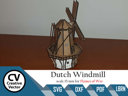 Dutch Windmill in scale 15mm (1:100 / 1:87 / H0) for game Flames of War