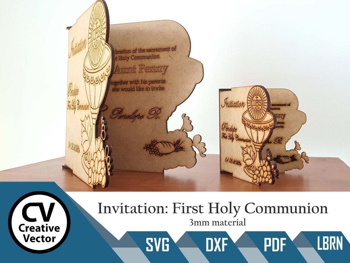 2 x Projects small and Large First Holy Communion Invitation