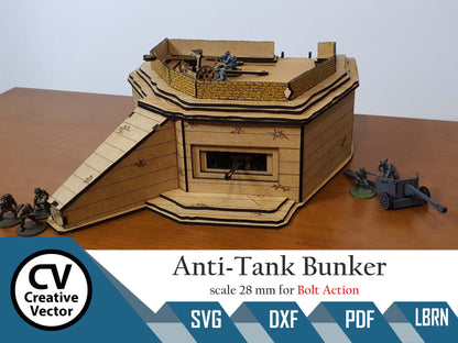 Anti-Tank Bunker mit PAK40-Geschützen im Maßstab 28 mm für das Spiel Bolt Action