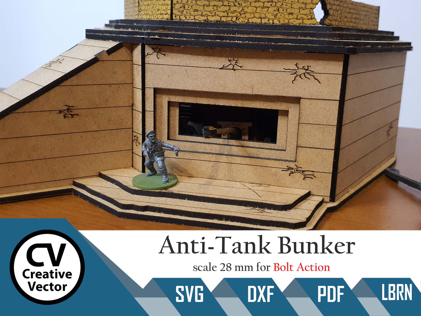Anti-Tank Bunker with PAK40 guns in scale 28mm for game Bolt Action