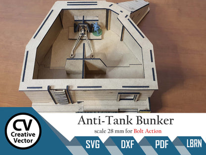 Anti-Tank Bunker with PAK40 guns in scale 28mm for game Bolt Action