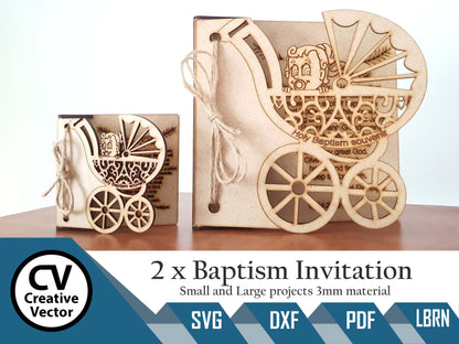 2 x Projects small and Large Baptism Invitation for Girl