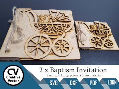 2 x Projects small and Large Baptism Invitation for Girl