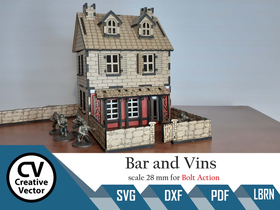 Vins Restaurant Bar in scale 28mm for game Bolt Action