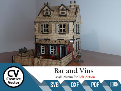 Vins Restaurant Bar in scale 28mm for game Bolt Action
