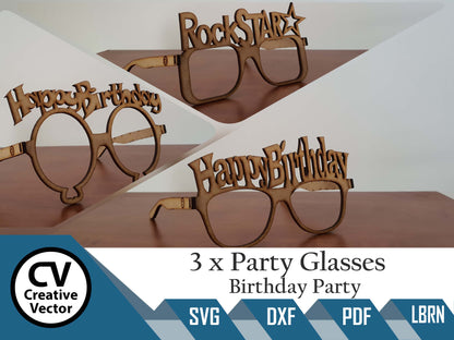 3 x Projects Birthday Party Fun Glasses