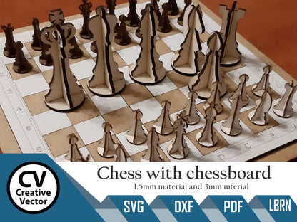 Schach mit Schachbrett vol.3 (3 verschiedene Größen)