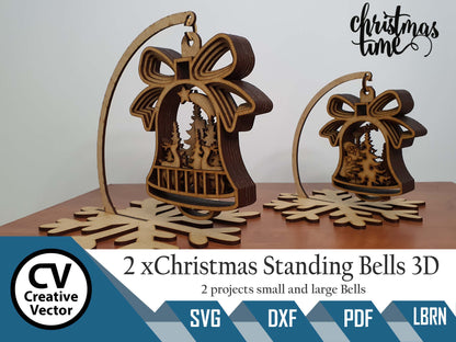 2 x Christmas Standing Bells 3D