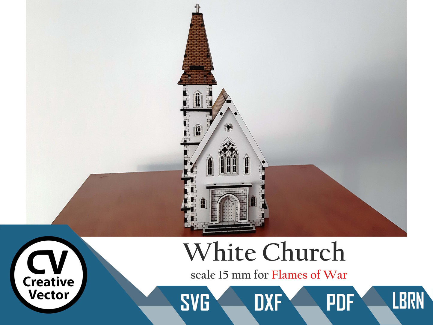White Church in scale 15mm (1:100 / 1:87 / H0) for game Flames of War