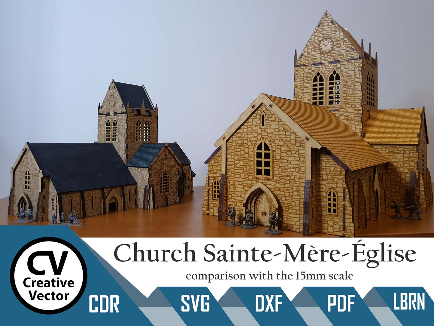 Church Sainte Mere Eglise in scale 28mm for game Bolt Action