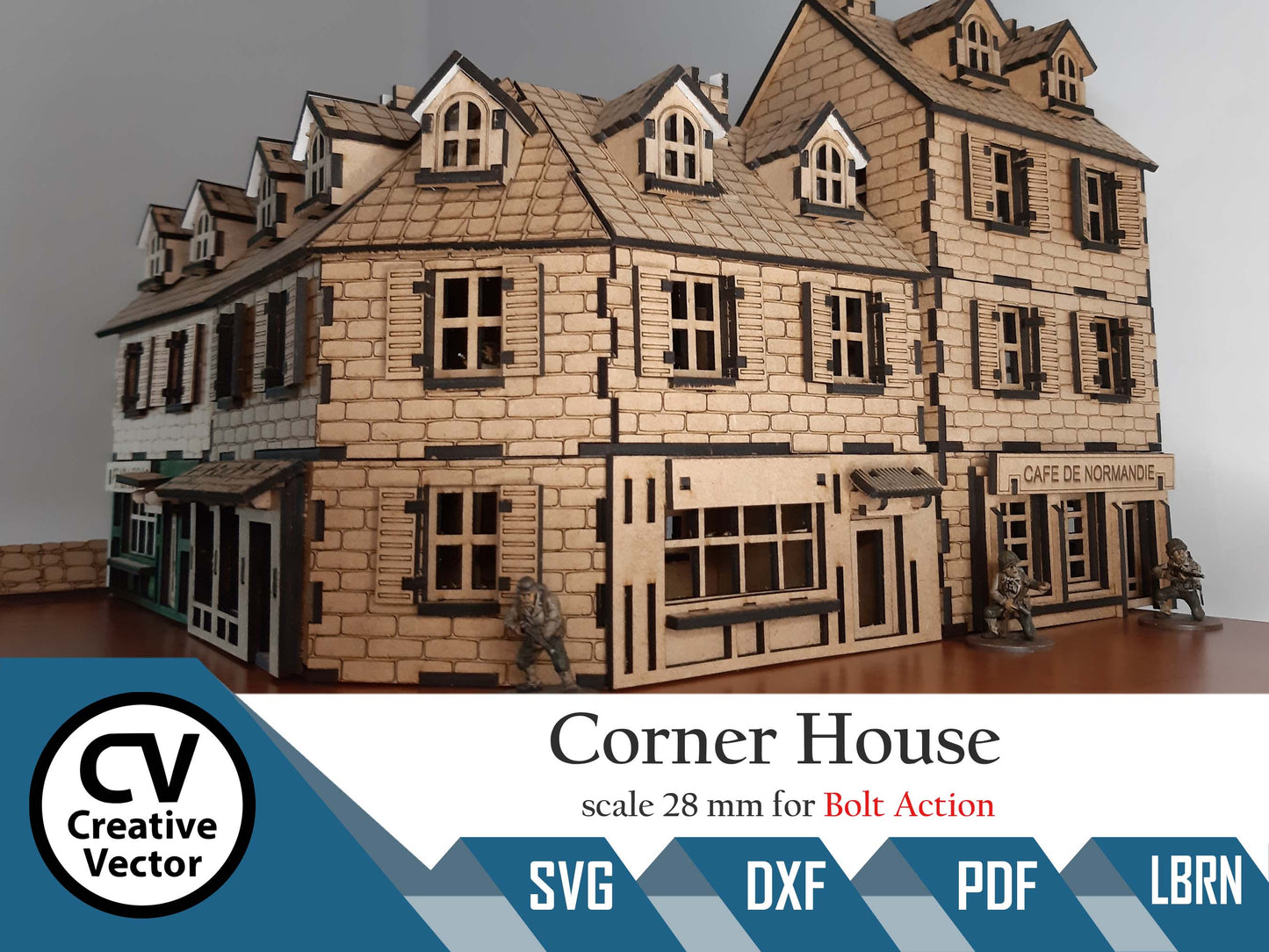 Corner Normandy House in scale 28mm for game Bolt Action