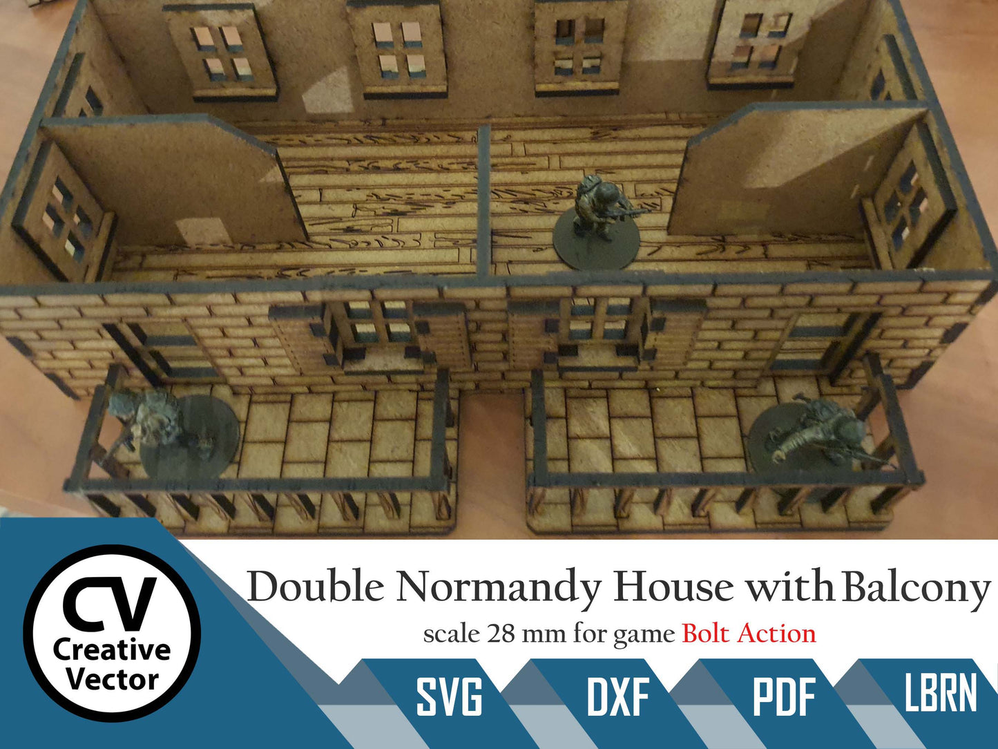 Normandy House with balcony in scale 28mm for game Bolt Action