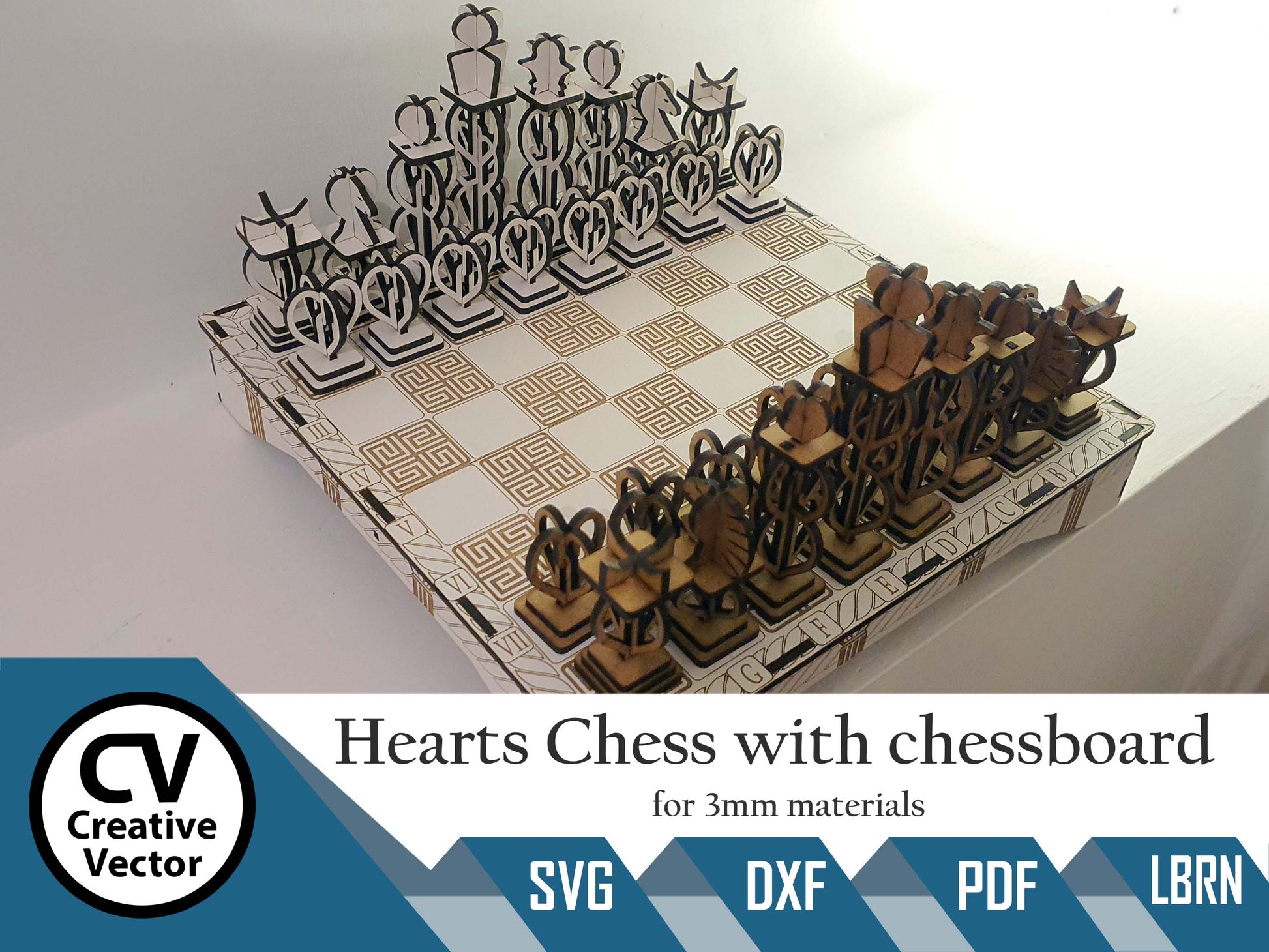 Hearts Chess With Chessboard – Creative Vector
