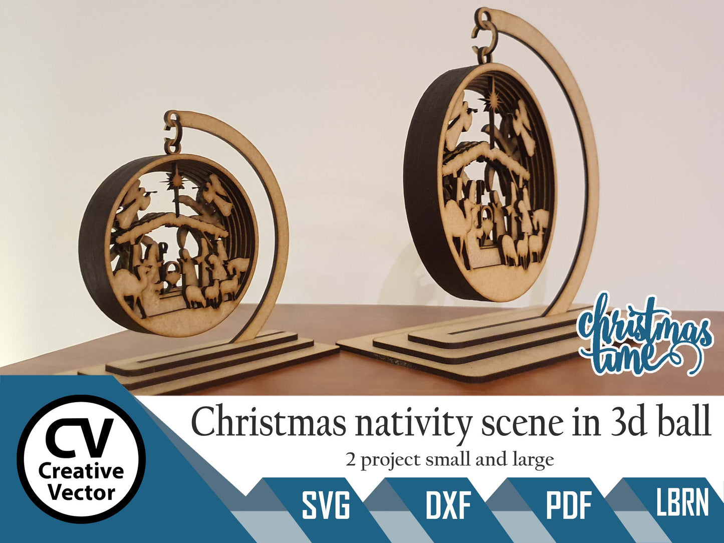 2 x Christmas Nativity Scene in 3D Ball 7 layers