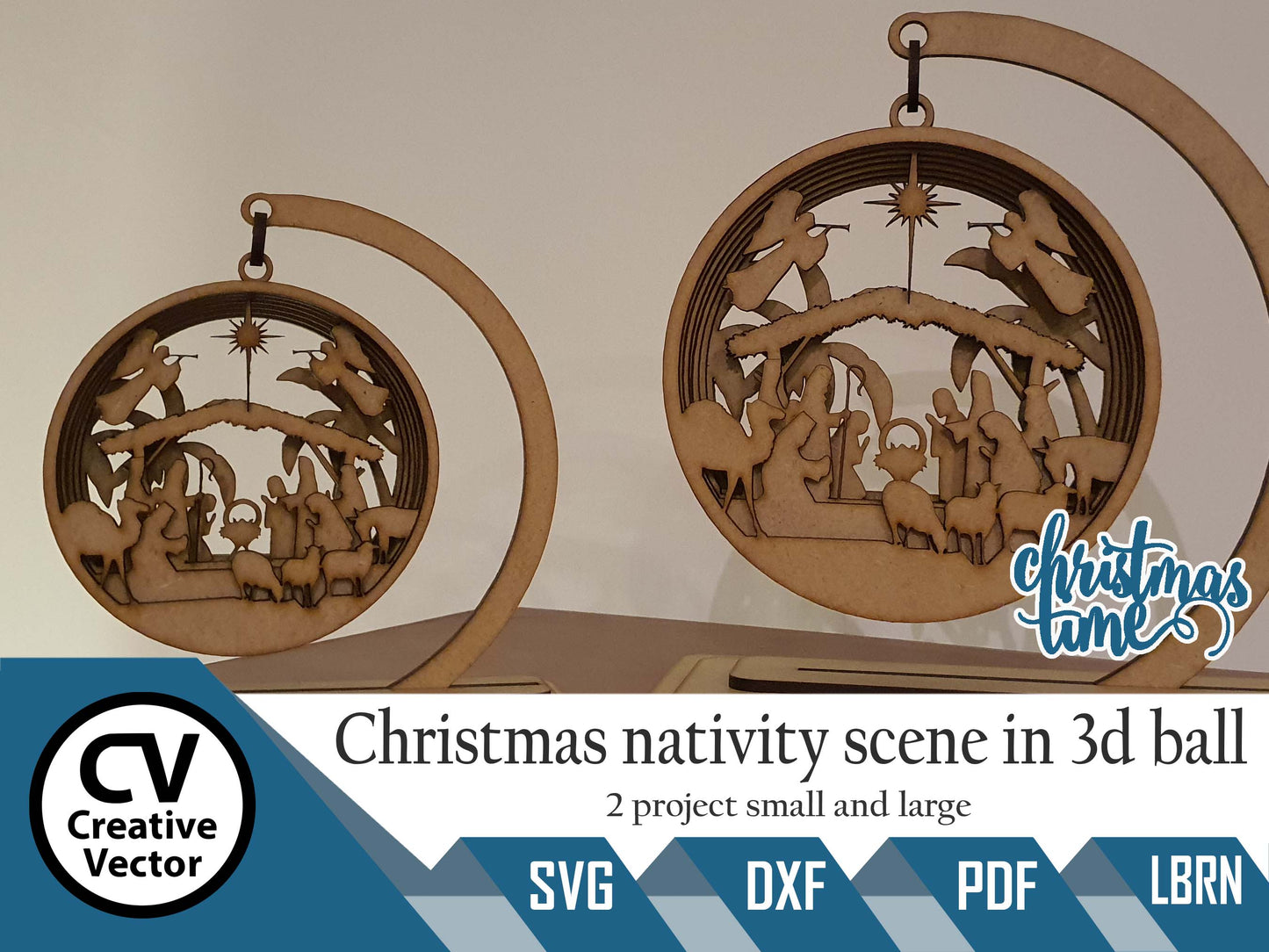 2 x Christmas Nativity Scene in 3D Ball 7 layers