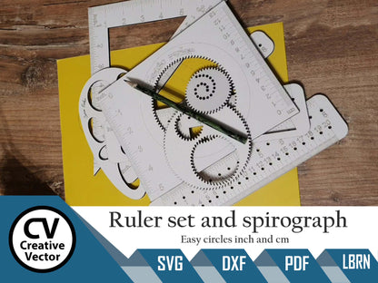 Ruler set spirograph and easy circles