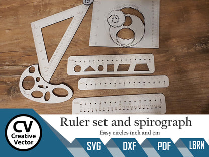 Ruler set spirograph and easy circles