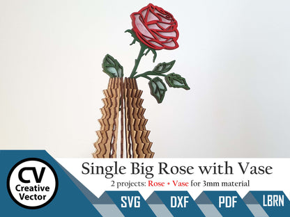 Single Big Rose with Vase