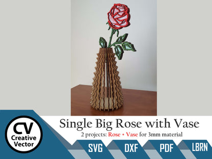 Single Big Rose with Vase