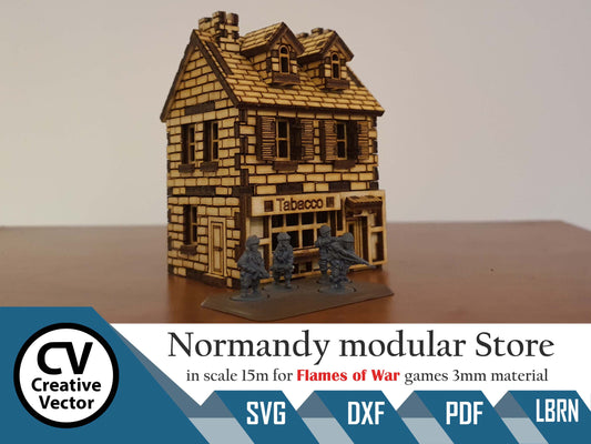 Normandy modular Store in scale 15mm (1:100 / 1:87 / H0) for game Flames of War