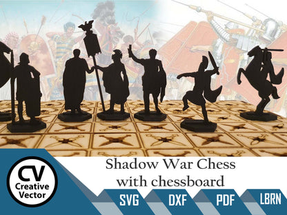 Shadow War Chess with chessboard plug-in pawns