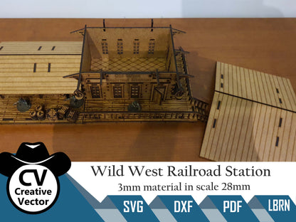 Wild West Railroad Train Station in scale 28mm for Wargamers