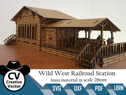 Wild West Railroad Train Station in scale 28mm for Wargamers