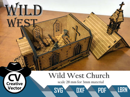 Wild West Church in scale 28mm for Wargamers