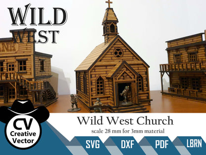 Wild West Church in scale 28mm for Wargamers
