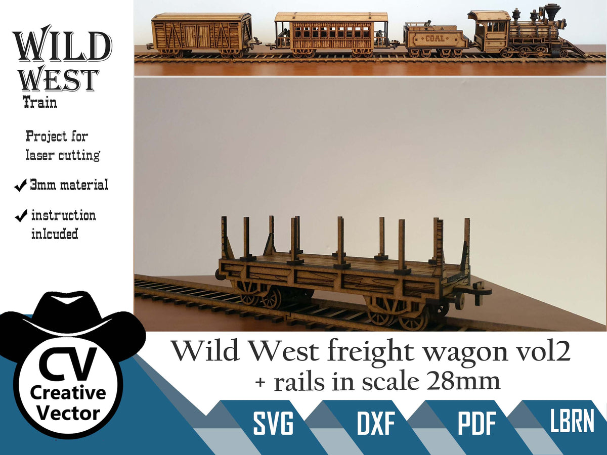 Wild West Freight wagon vol 2 + rails in scale 28mm for Wargamers ...
