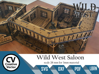 Wild West Saloon in scale 28mm for Wargamers
