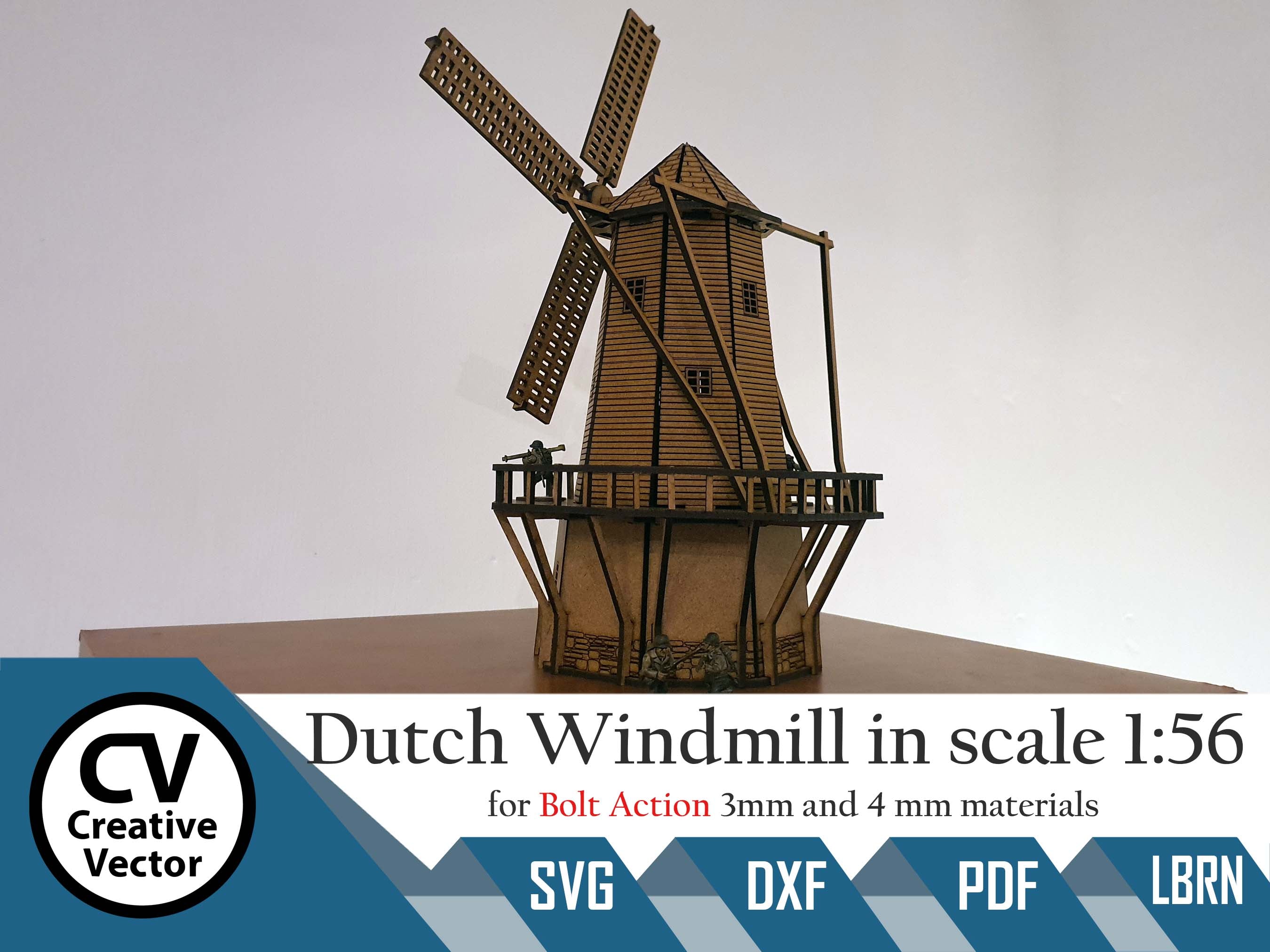 Scale Model Windmill Dutch Windmill in scale 28mm 1:56 for game Bolt Action – Creative Vector