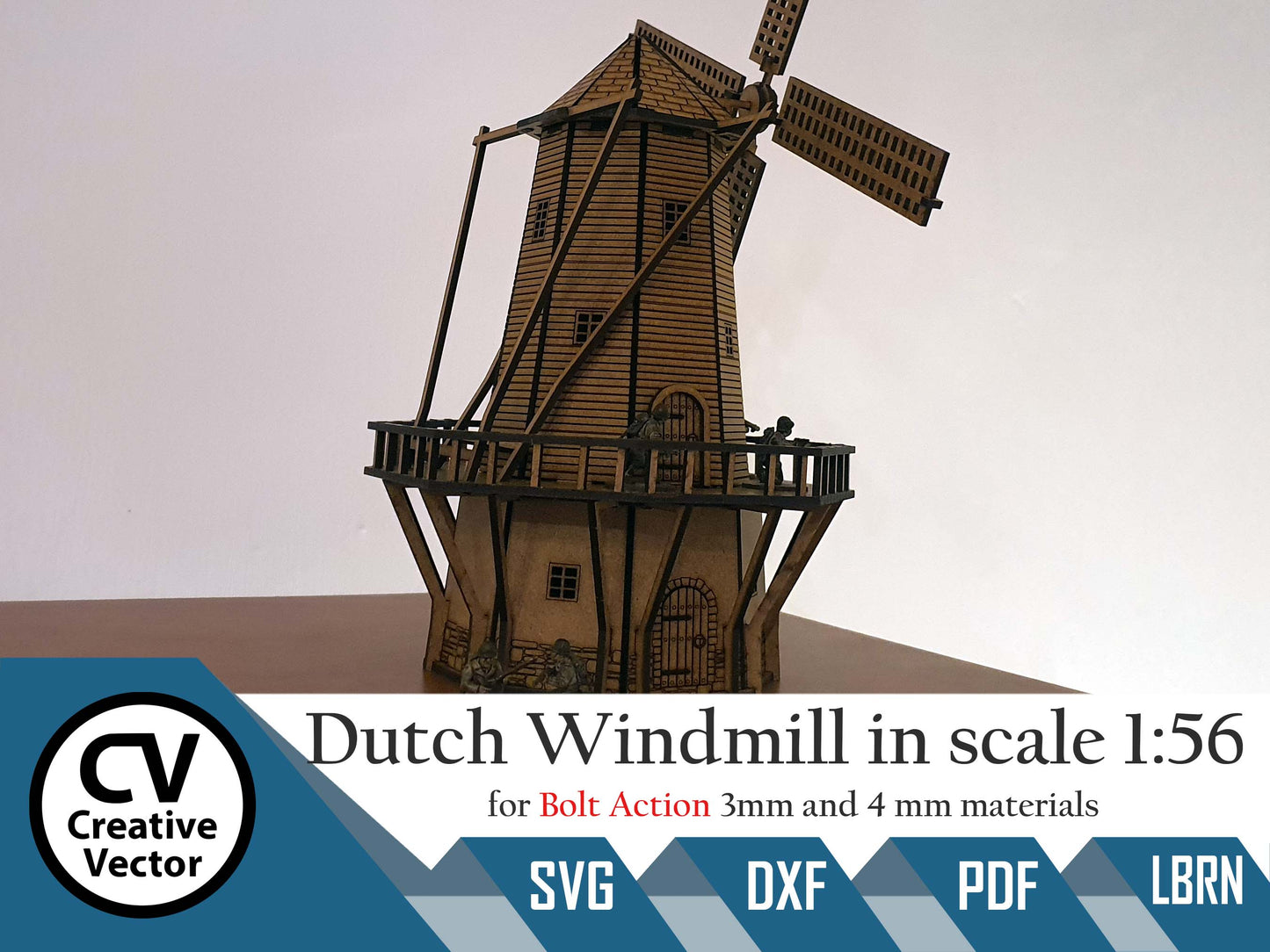 Holländische Windmühle im Maßstab 28 mm für das Spiel Bolt Action